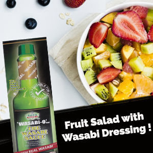 Fruit salad with lemon Wasabi dressing, is a refreshing snack menu, rich in vitamins from fresh fruits and the full nutritious advantages of Wasabi. It is simply very refreshing on summer day.