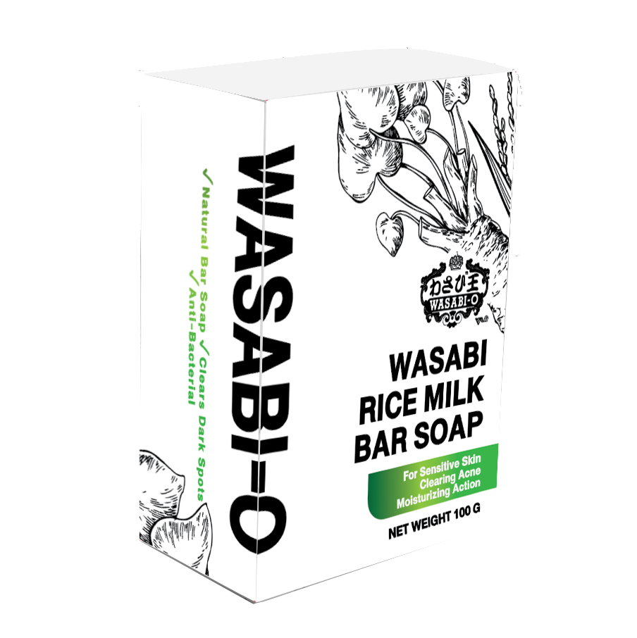 Wasabi-O, Wasabi and Rice Milk Beauty Bar Soap 100 g All Natural Gently Cleanses and Effectively Washes Away Bacteria, Clears Dark Sports, Moisturizing and Clearing acne